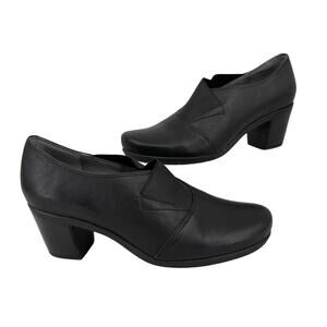 Abeo Bio System Portola Shoes Size 9.5 Black Leather Slip On Heel Comfort